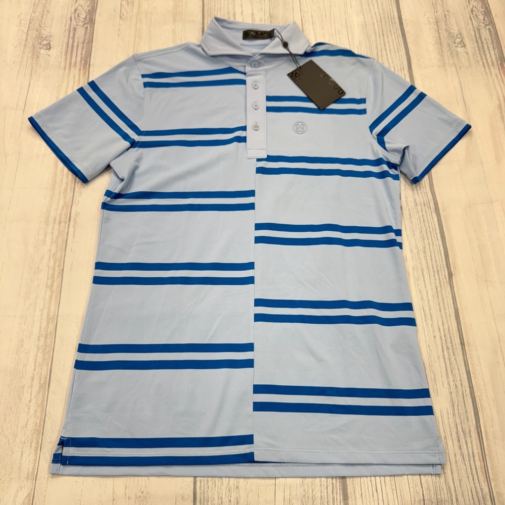 NWT G/FORE Polo Shirt Small Blue Stripe Golf Beach Mens